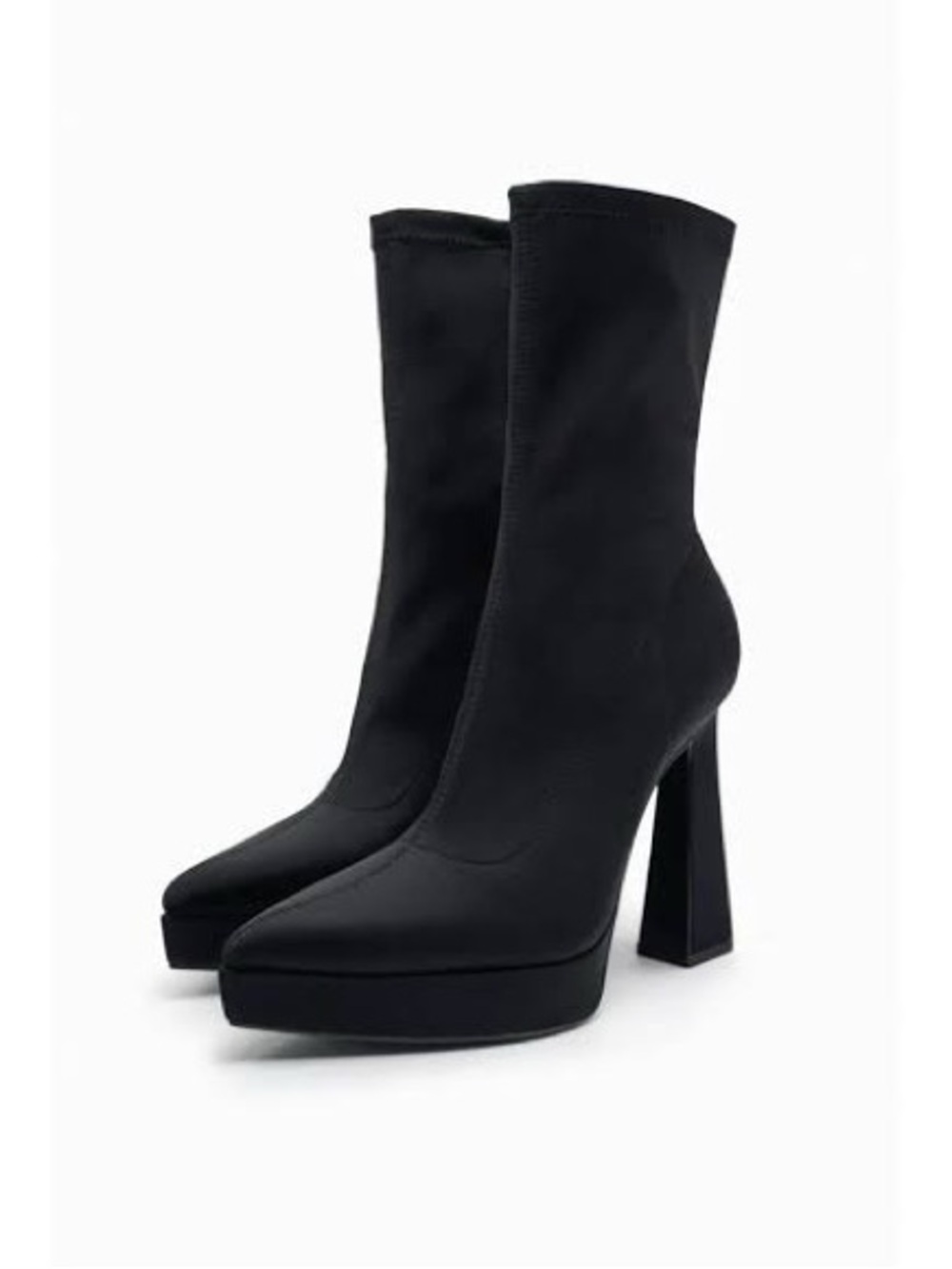 ZARA Platform heeled ankle black boots